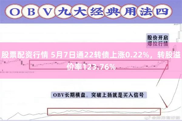 股票配资行情 5月7日通22转债上涨0.22%，转股溢价率123.76%