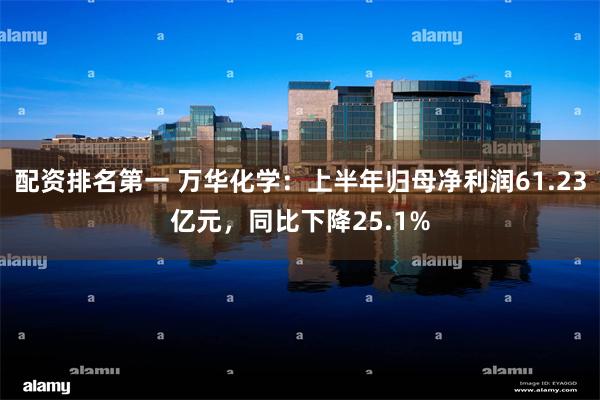 配资排名第一 万华化学：上半年归母净利润61.23亿元，同比下降25.1%