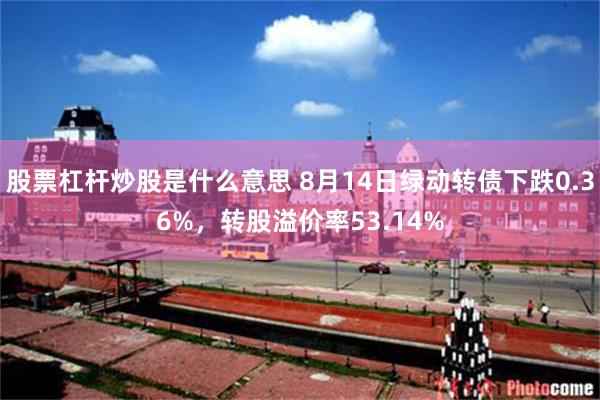 股票杠杆炒股是什么意思 8月14日绿动转债下跌0.36%，转股溢价率53.14%