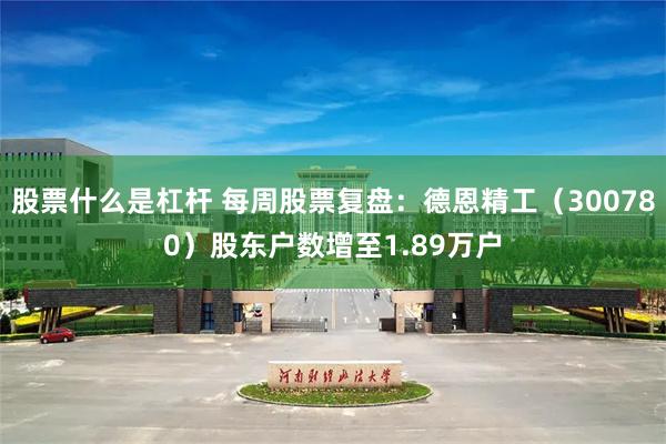 股票什么是杠杆 每周股票复盘：德恩精工（300780）股东户数增至1.89万户