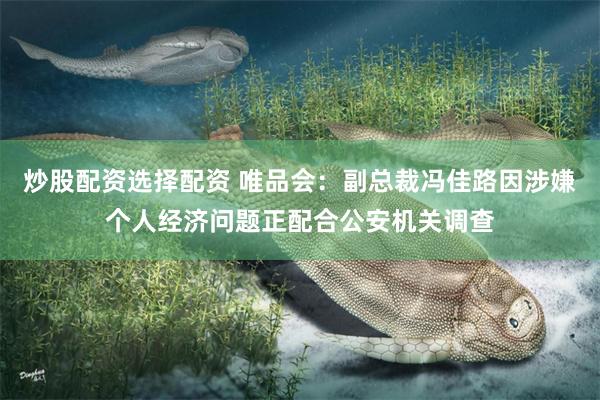 炒股配资选择配资 唯品会：副总裁冯佳路因涉嫌个人经济问题正配合公安机关调查