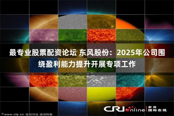 最专业股票配资论坛 东风股份：2025年公司围绕盈利能力提升开展专项工作