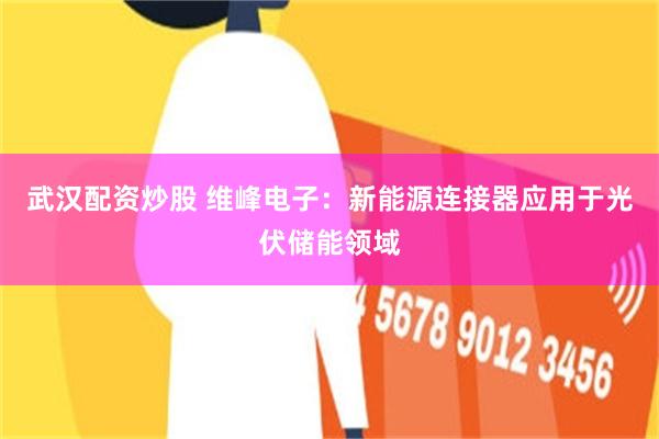 武汉配资炒股 维峰电子：新能源连接器应用于光伏储能领域
