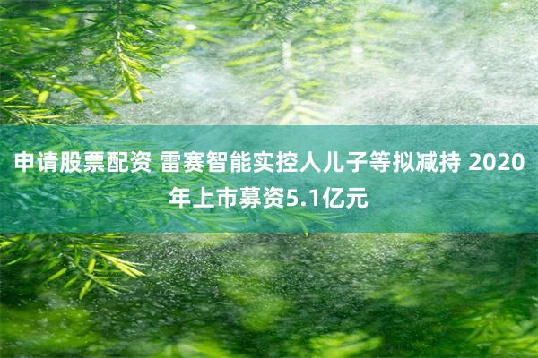 申请股票配资 雷赛智能实控人儿子等拟减持 2020年上市募资5.1亿元