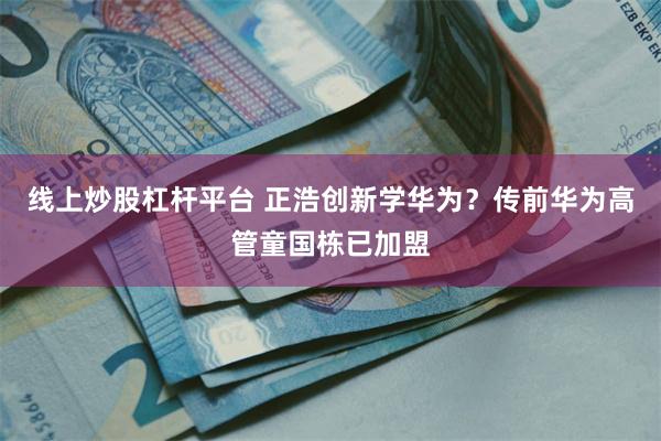 线上炒股杠杆平台 正浩创新学华为?传前华为高管童国栋已加盟