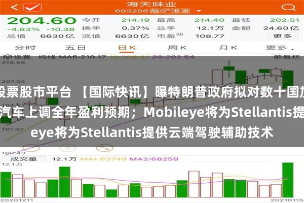 股票股市平台 【国际快讯】曝特朗普政府拟对数十国加征新一轮关税；通用汽车上调全年盈利预期；Mobileye将为Stellantis提供云端驾驶辅助技术