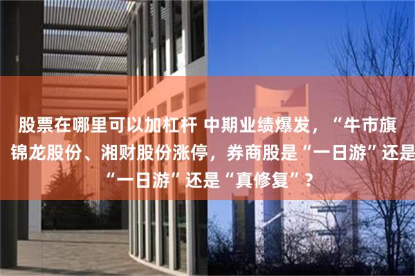股票在哪里可以加杠杆 中期业绩爆发，“牛市旗手”再起舞！锦龙股份、湘财股份涨停，券商股是“一日游”还是“真修复”？