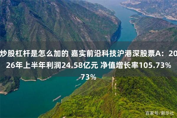炒股杠杆是怎么加的 嘉实前沿科技沪港深股票A：2026年上半年利润24.58亿元 净值增长率105.73%